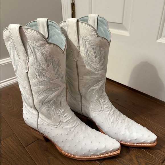 Tecovas Shoes - Tecovas the Sadie in snow ostrich